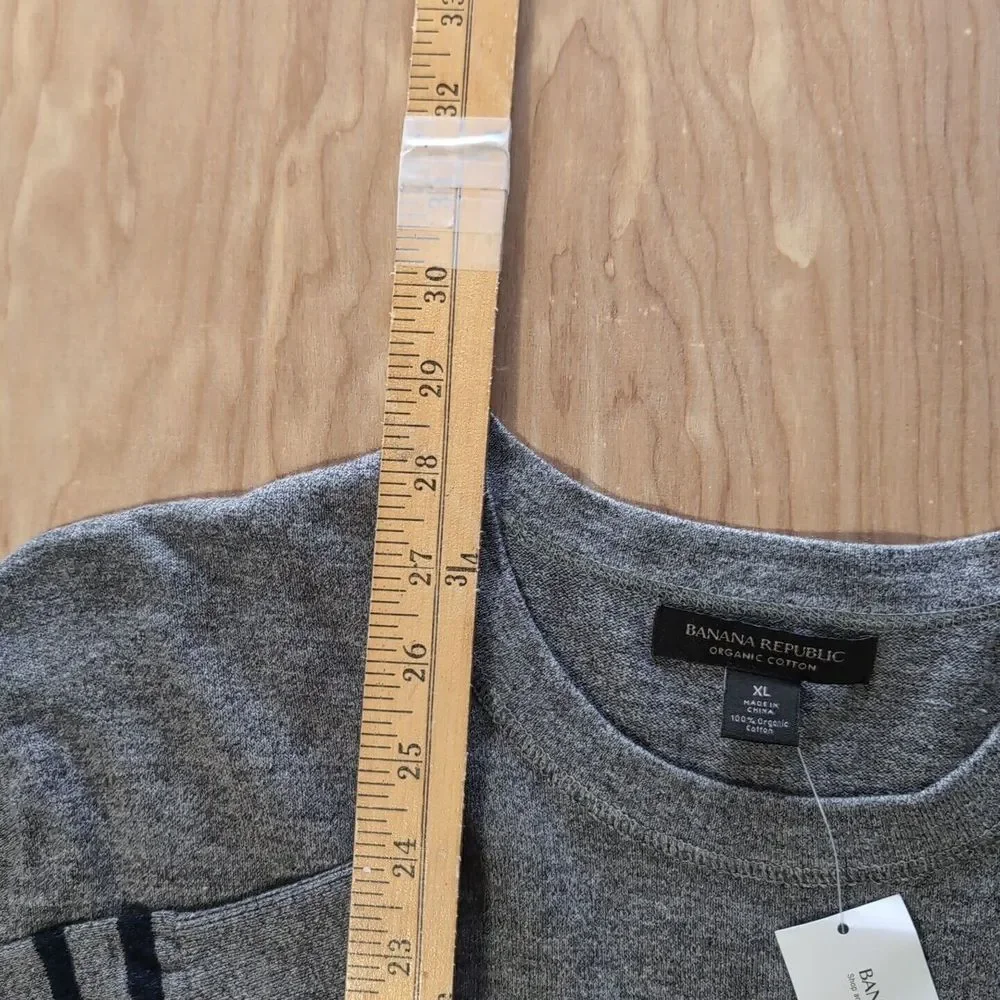 NEW 2‎ Pack Banana Republic Organic Cotton Stretch Crew Sweater XL Blue Stripes